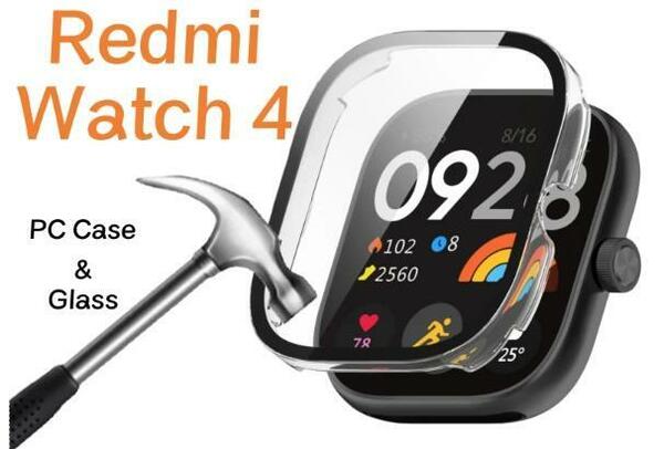 2個セット Xiaomi Redmi Watch 4 ガラス 保護 ケース 防水 カバー フィルム ケース 交換ケース 保護ケース シャオミ watch4 液晶画面保護