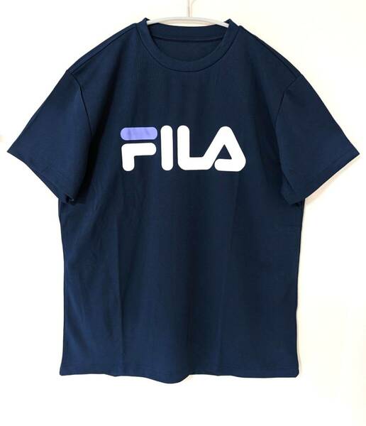 【新品】タグつき ☆FILA　フィラ　メッシュ半袖Tシャツ　ネイビー　メンズ　サイズLL　XL　吸水冷感　保湿冷感　UVカット　ビッグロゴ☆