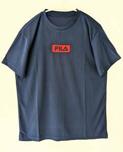 【新品】タグつき ☆FILA　フィラ　メッシュ半袖Tシャツ　ネイビー　メンズ　サイズLL　XL　吸水冷感　保湿冷感　UVカット　ロゴ　ウエア☆