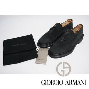ランウェイ使用 コレクションアイテム ジョルジオアルマーニ GIORGIO ARMANI 25CM レザーシューズ サイズ6 ジップシューズ ネイビー 靴
