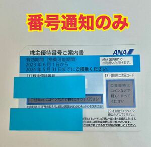 番号通知のみ ANA 全日空 株主優待券 1枚 2024年5月末まで