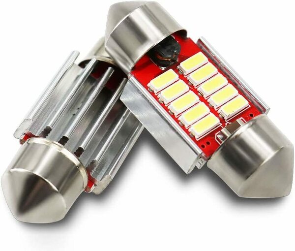 『送料無料』T10 31mm LED ルームランプ ホワイト 6000K 4014SMD 10連 12V車用 キャンセラー内蔵 定電流回路 ライト　2個　白　Na　バルブ