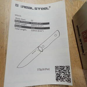 『J07G』REAL STEEL リアルスチール ブッシュクラフトⅢ WHITE CONVE D2鋼 シースナイフの画像2