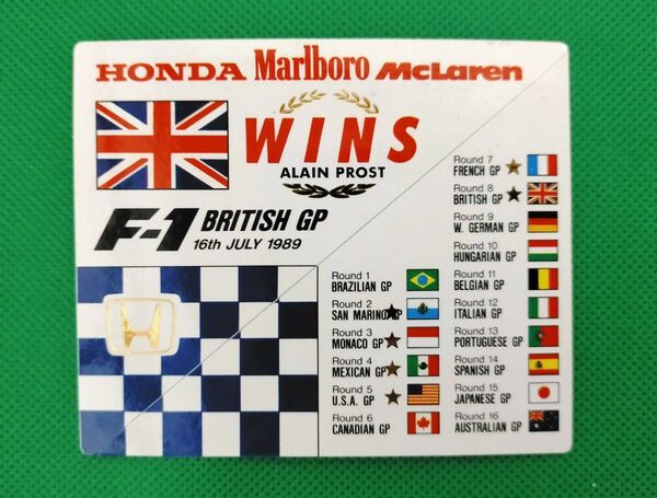 F-1マクラーレン・ホンダ/McLaren Honda 1989 BritishGP WINS記念ステッカー
