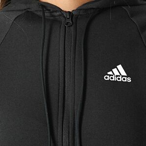 ★アディダス ADIDAS 新品 レディース 人気ライン 裏毛 トラックスーツ パーカー ジャケット 上下セット 黒 [SETH67030-L] 五 弐★QWER★の画像6