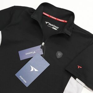 ●送料390円可能商品 ブリヂストン ツアーステージ ゴルフ GOLF 半袖 ポロシャツ ジップアップシャツ 黒[1222096C2T-17-L]一 三 弐★QWER■