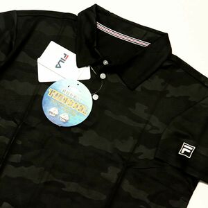 * postage 390 jpy possibility commodity filler FILA Golf GOLF new goods men's UVCUT COOL. feeling polo-shirt with short sleeves camouflage black XL [412307-BK-LL] one three three *QWER