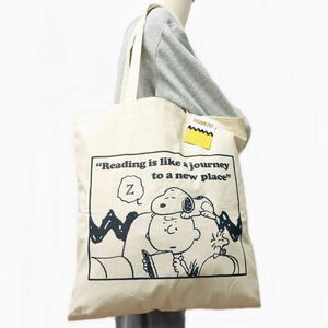 ●送料390円可能商品 スヌーピー ピーナッツ SNOOPY PEANUTS 新品 帆布 キャンバス トートバッグ BAG かばん [SNOOPYBLK1N]一 六★QWER★