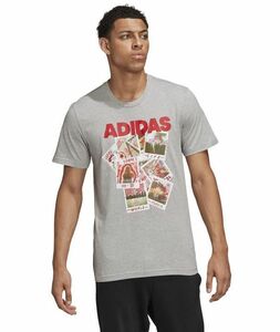 ●送料390円可能商品 アディダス ADIDAS 新品 メンズ カジュアル ドゥードル フォトズ 半袖 Tシャツ 灰 Mサイズ [FN1719-M] 三 壱★QWER