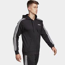 ★アディダス adidas メンズ CORE 3ストライプス フルジップーパーカー 裏毛 スウェットパーカー 黒 Lサイズ[DQ3102-L] 二 弐★QWER★_画像3