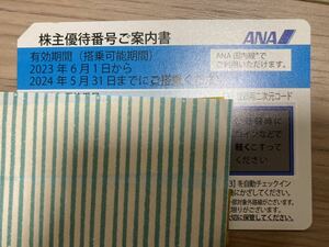 ANA優待券　通知のみ 全日空ＡＮＡ株主優待券１枚：有効期限２０２４年５月３１日迄　　