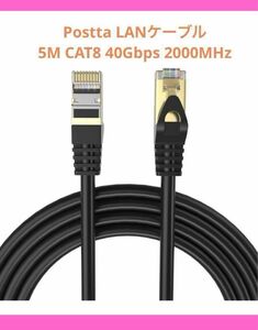 Postta LANケーブル5M CAT8 40Gbps 黒 匿名発送