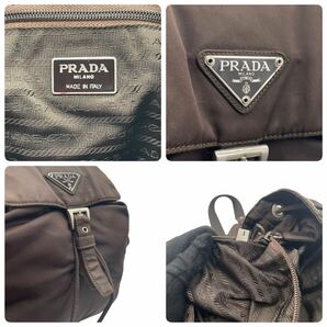 1円スタート PRADA プラダ リュックサック ポコノ ブラウン 茶色 三角プレート ロゴプレート 白タグ 巾着 レディース メンズ ユニセックスの画像10