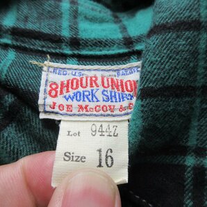 ◆1000円～美品 ジョーマッコイ JOE McCOY 8HOUR UNION 944Z チェック ネルシャツ サイズ16の画像3