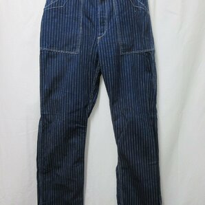 ◆1000円～フリーホイーラーズ FREEWHEELERS UNION SPECIAL OVERALLS ペインターパンツ チェーン柄 ストライプ サイズ32の画像1