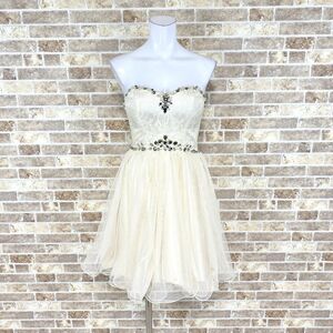 1 jpy dress dazzy Queen Mini dress S cream color dress kyabadore presentation Event used 3500