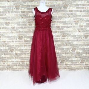 1円 ドレス ロングドレス 赤系 カラードレス キャバドレ 発表会 イベント 中古３６１５の画像4