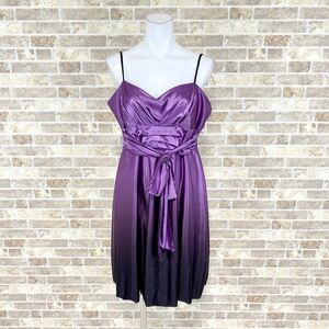 1円 ドレス Grace USA キャミドレス L(G) 大きめサイズ 紫光沢 グラデーション カラードレス キャバドレ 　中古３６９７