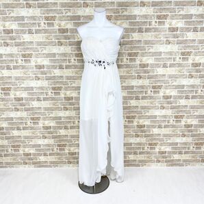 1円 ドレス ICHIOKU ロングドレス 白 カラードレス キャバドレ 発表会 イベント 中古３８０１の画像1