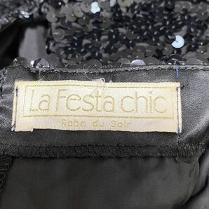 1円 ドレス La Festa chic ラ.フェスタ 舞台衣装 ワンピース 黒装飾 カラードレス キャバドレ 発表会 イベント 中古３８２４の画像9