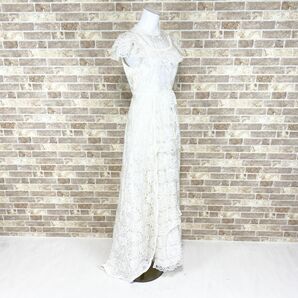 1円 ドレス DRESSBLACK 花 ロングドレス 白 カラードレス キャバドレ 発表会 イベント 中古３８６６の画像2