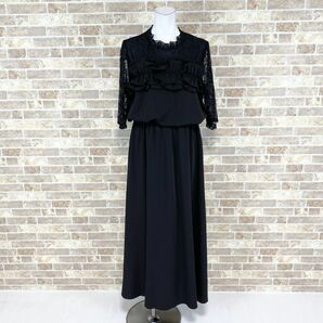1円 ドレス Lily ロングドレス LL大きめサイズ 黒 カラードレス キャバドレ 発表会 イベント 中古４０１７の画像1