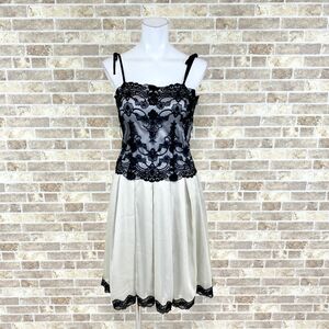 1 jpy dress SCOT CLUB One-piece 38 beige black color dress kyabadore presentation Event used 4029