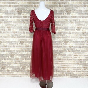 1円 ドレス ロングワンピース M 赤 カラードレス キャバドレ 発表会 イベント 中古３１８６の画像4