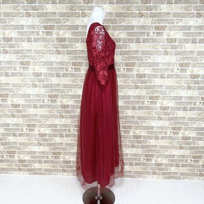 1円 ドレス ロングワンピース M 赤 カラードレス キャバドレ 発表会 イベント 中古３１８６の画像3
