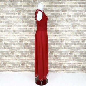 1円 ドレス ロングドレス S 赤 カラードレス キャバドレ 発表会 イベント 中古３２０８の画像3