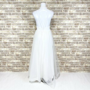 1円 ドレス ロングドレス 80×63 白 パーティードレス カラードレス キャバドレ 発表会 イベント 中古３４１９の画像4