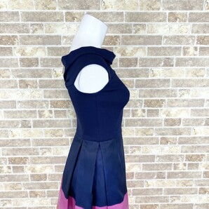 1円 ドレス TED BAKER タグ付 美品 ワンピース 0 小さめサイズ ネイビーピンク カラードレス キャバドレ  中古４１４２の画像7