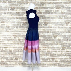 1円 ドレス TED BAKER タグ付 美品 ワンピース 0 小さめサイズ ネイビーピンク カラードレス キャバドレ  中古４１４２の画像3