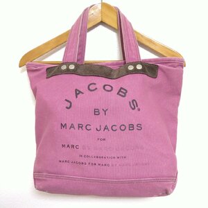 (^w^)b MARC JACOBS マークジェイコブス ジップトップ トート バッグ カバン 鞄 キャンバス アーチ ロゴ デザイン ピンク B0365wE