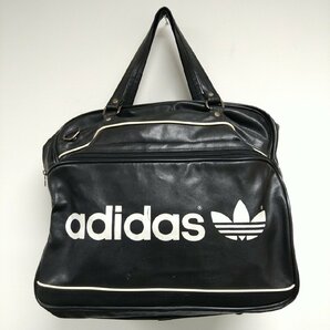 (^w^)b adidas アディダス 80s 90s ヴィンテージ ボストン スポーツ バッグ カバン 鞄 大容量 ビッグ ロゴ トレフォイル ロゴ 黒 B0321ｗEの画像1