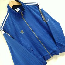 (^w^)b adidas アディダス 80s 90s ヴィンテージ トラック ジャケット ジャージ トレフォイル 金 ロゴ 刺繍 青 98-6 JASPO O 8621ｗE_画像6