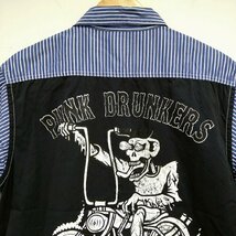 (^w^)b PUNK DRUNKERS NOT CALIFORNIA Bob PUNKDS 89 パンクドランカーズ 80s 90s ヴィンテージ ストライプ 半袖 シャツ L 8629ｗE_画像4