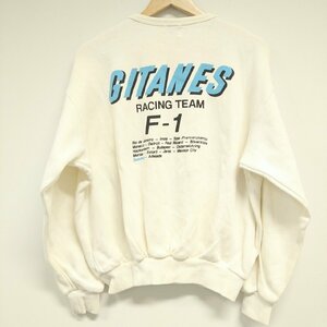 (^w^)b GITANES RACING TEAM ジタン レーシングチーム F-1 80s 90s ヴィンテージ ニット セーター プルオーバー アイボリー フリー 8583ｗE