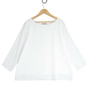 * beautiful goods * theory luxe theory ryuks light ..! easy! long sleeve pull over blouse tops white lady's 40 L * made in Japan * 1844D0