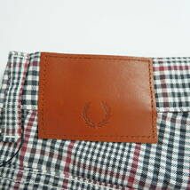 ◆新品 タグ付き◆ FRED PERRY フレッドペリー ストレッチ チェック パンツ 白 黒 赤 メンズ L ◆送料無料◆ 2004D0_画像7