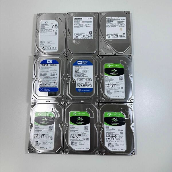 3.5インチ HDD 500GB 計9台 メーカーいろいろ