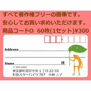 商品コードO 宛名シール 同一柄60枚 差出人印刷無料です