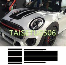 ミニクーパー　ステッカー　ボンネット＆リア　ストライプ　デカールカーステッカー　John Cooper Works F56 JCW_画像1