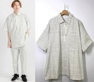 【定価2.6万円 新品 23SS】S.F.C HALF ZIP GINGHAM STRIPES SHIRT ハーフジップ チェック ワークシャツ XXXXL ホワイト 白 半袖 SFC