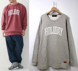 【定価1.2万円 23SS】JAMES AFTER BEACH CLUB ジェームス HOLIDAY LOGO Pullover 加工 スウェット L グレー アーチロゴ トレーナー