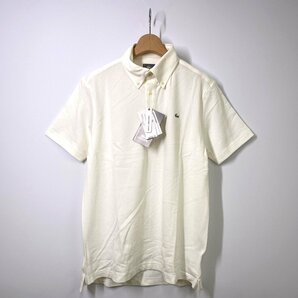 【新品】LACOSTE ラコステ ボタンダウン ストレッチ ポロシャツ 4 ホワイト 白 半袖 銀ワニ 日本製 KH002Cの画像1