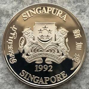 シンガポール 1992年 十二支/申年 10ドル プルーフ銀貨（重量約31g）の画像5
