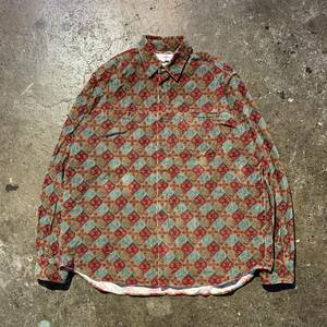 COMME des GARCONS SHIRT 01AW 胸元切り返し 総柄ベロアシャツ FW09129 コムデギャルソンシャツ