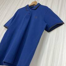 ☆美品☆入手困難☆英国製☆FRED PERRY フレッドペリー 月桂樹 M12 鹿の子 半袖ポロシャツ サイズ42 イングランド製 ロイヤルブルー 古着_画像4