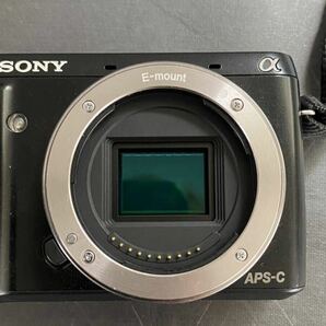 SONY ソニー デジタル一眼カメラ NEX-F3 ブラック E3．5ー5．6／18-55 OSS E 4.5-6.3/55-210 OSS E 2.8/16 シャッターOK 現状品 D32Nの画像3